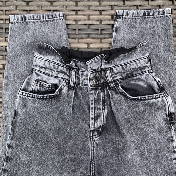 WE The Free Boyfriend Jeans - Acid Washed Black - Picture 1 of 16